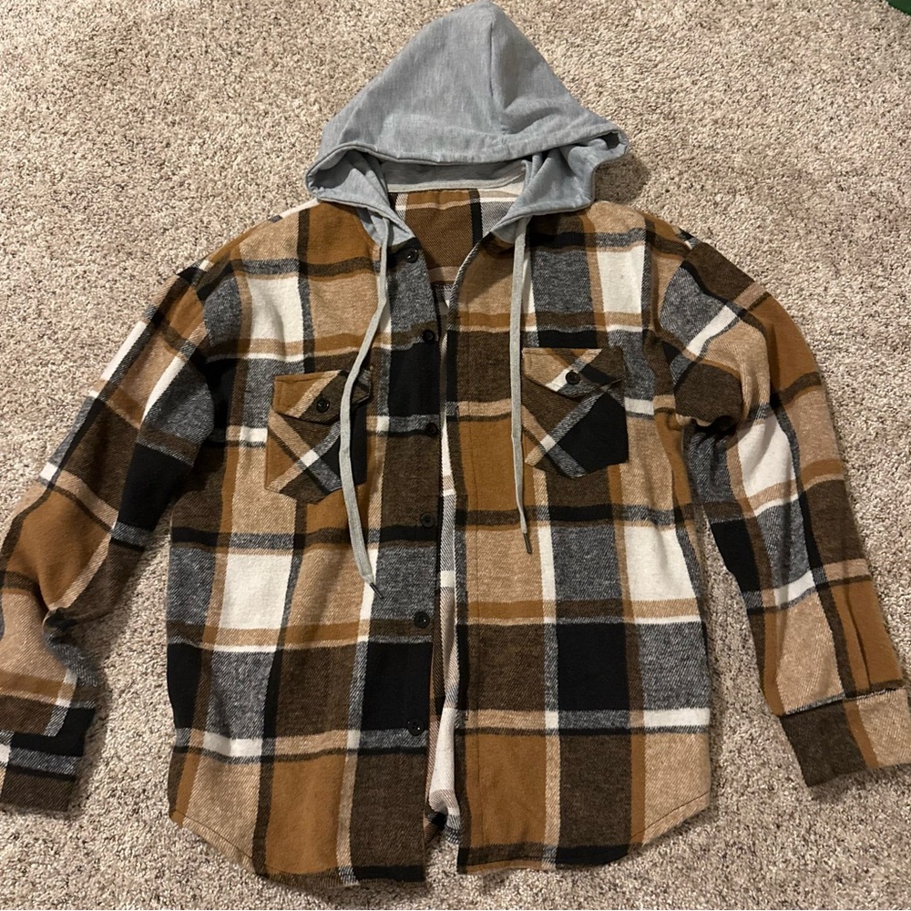 Manfinity Brown and Black Plaid Shirt